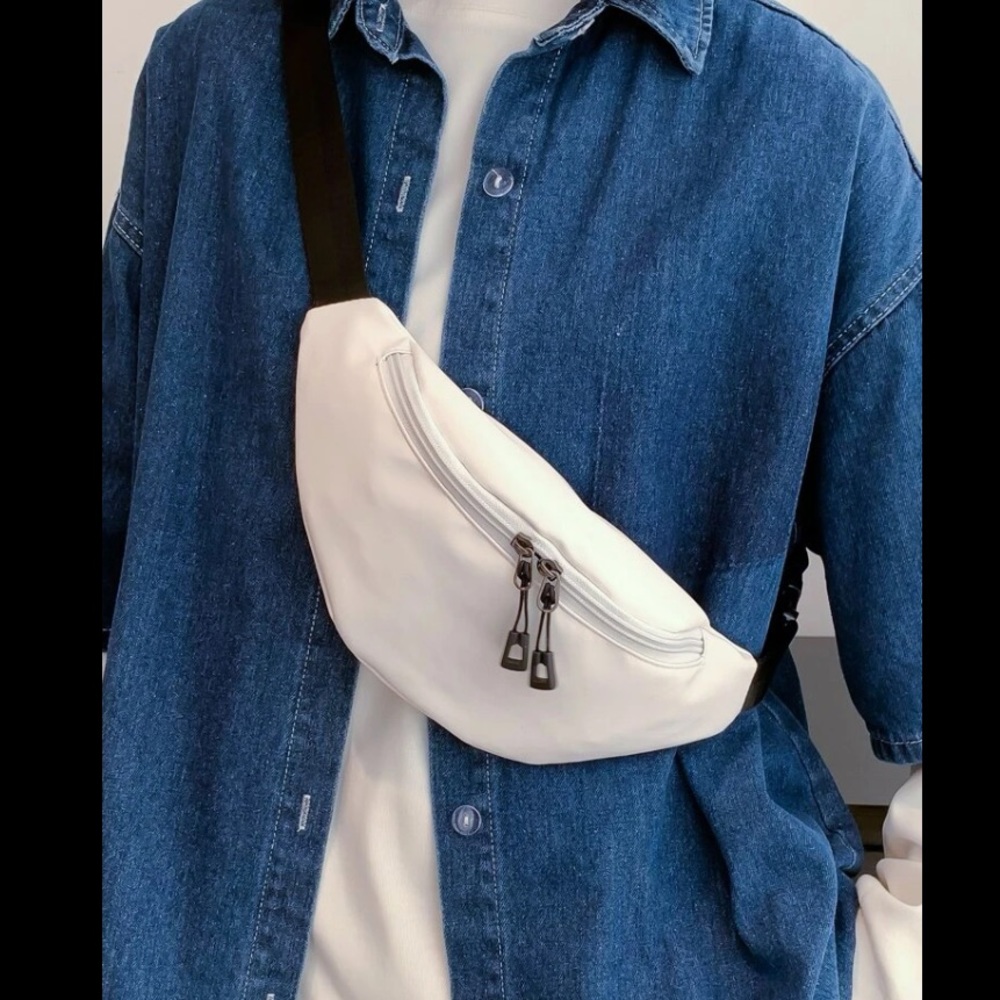 💙 Women’s White Soft To Touch Single Front Pocket Adjustable Strap Fanny Pack